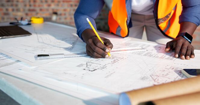 Plan-and-drawing-at-construction